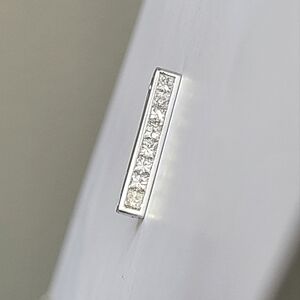 Vintage Luxury 18K White Gold Bar Princess Cut Diamond Long Pendant